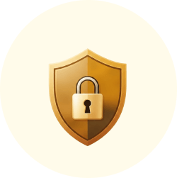Bouclier or et cadenas symbolisant la sécurité AfroQash