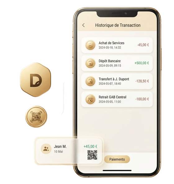 Historique de transactions et wallet dans l'application AfroQash